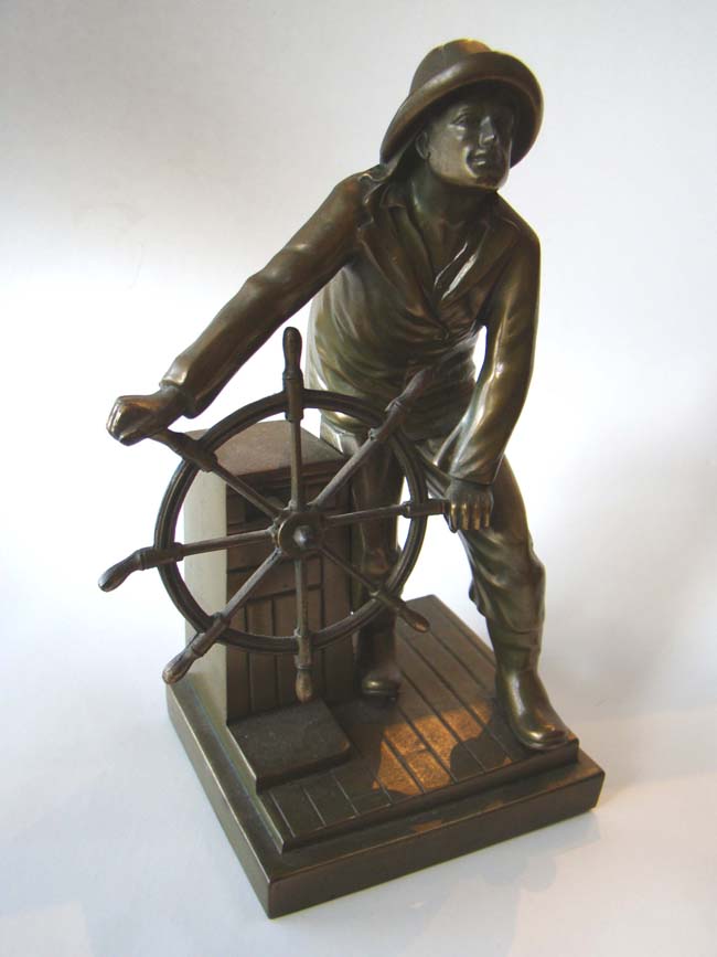 A pair of GLOUCESTER FISHERMAN Memorial bookends by Jennings Brothers circa 1930. — image 2